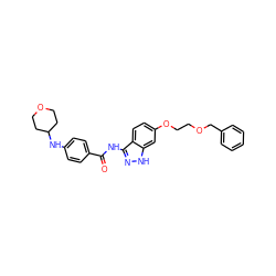 O=C(Nc1n[nH]c2cc(OCCOCc3ccccc3)ccc12)c1ccc(NC2CCOCC2)cc1 ZINC000144563435