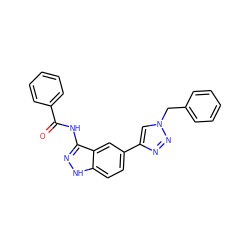 O=C(Nc1n[nH]c2ccc(-c3cn(Cc4ccccc4)nn3)cc12)c1ccccc1 ZINC000063298292