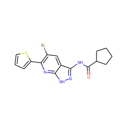 O=C(Nc1n[nH]c2nc(-c3cccs3)c(Br)cc12)C1CCCC1 ZINC000013538631