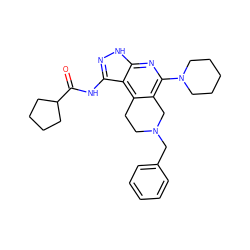 O=C(Nc1n[nH]c2nc(N3CCCCC3)c3c(c12)CCN(Cc1ccccc1)C3)C1CCCC1 ZINC000049088374