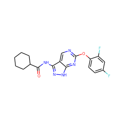 O=C(Nc1n[nH]c2nc(Oc3ccc(F)cc3F)ncc12)C1CCCCC1 ZINC000071340507