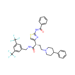 O=C(Nc1nc([C@H](CCN2CCC(c3ccccc3)CC2)C(=O)NCc2cc(C(F)(F)F)cc(C(F)(F)F)c2)cs1)c1ccccc1 ZINC000028702805