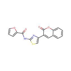 O=C(Nc1nc(-c2cc3ccccc3oc2=O)cs1)c1ccco1 ZINC000008743410