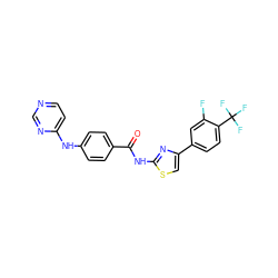 O=C(Nc1nc(-c2ccc(C(F)(F)F)c(F)c2)cs1)c1ccc(Nc2ccncn2)cc1 ZINC000028952655