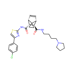 O=C(Nc1nc(-c2ccc(Cl)cc2)cs1)[C@@H]1[C@@H]2C=C[C@H]([C@H]1C(=O)NCCCCN1CCCC1)C21CC1 ZINC000168349076