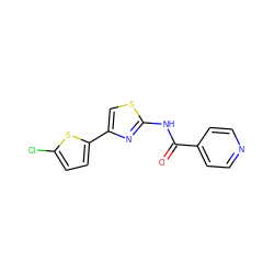 O=C(Nc1nc(-c2ccc(Cl)s2)cs1)c1ccncc1 ZINC000003554242