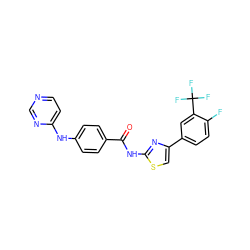 O=C(Nc1nc(-c2ccc(F)c(C(F)(F)F)c2)cs1)c1ccc(Nc2ccncn2)cc1 ZINC000028952659