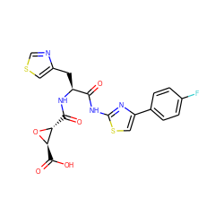 O=C(Nc1nc(-c2ccc(F)cc2)cs1)[C@H](Cc1cscn1)NC(=O)[C@H]1O[C@@H]1C(=O)O ZINC000096273813