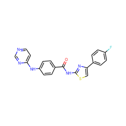 O=C(Nc1nc(-c2ccc(F)cc2)cs1)c1ccc(Nc2ccncn2)cc1 ZINC000028952525