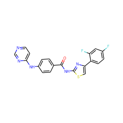 O=C(Nc1nc(-c2ccc(F)cc2F)cs1)c1ccc(Nc2ccncn2)cc1 ZINC000028952591