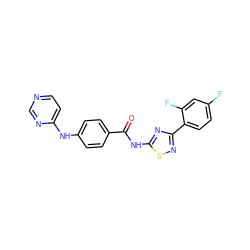 O=C(Nc1nc(-c2ccc(F)cc2F)ns1)c1ccc(Nc2ccncn2)cc1 ZINC000028953154