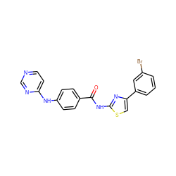 O=C(Nc1nc(-c2cccc(Br)c2)cs1)c1ccc(Nc2ccncn2)cc1 ZINC000028952520