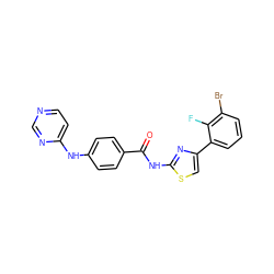 O=C(Nc1nc(-c2cccc(Br)c2F)cs1)c1ccc(Nc2ccncn2)cc1 ZINC000028952561