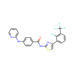 O=C(Nc1nc(-c2cccc(C(F)(F)F)c2F)cs1)c1ccc(Nc2ccccn2)cc1 ZINC000028952776