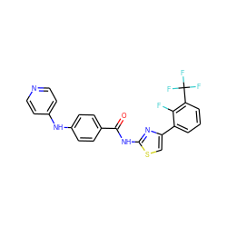 O=C(Nc1nc(-c2cccc(C(F)(F)F)c2F)cs1)c1ccc(Nc2ccncc2)cc1 ZINC000028952786