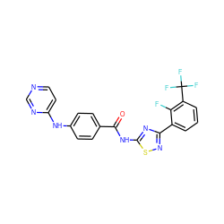 O=C(Nc1nc(-c2cccc(C(F)(F)F)c2F)ns1)c1ccc(Nc2ccncn2)cc1 ZINC000028953160