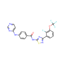 O=C(Nc1nc(-c2cccc(OC(F)(F)F)c2F)ns1)c1ccc(Nc2ccncn2)cc1 ZINC000028953167