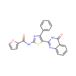 O=C(Nc1nc(-c2ccccc2)c(-c2nc3ccccc3c(=O)[nH]2)s1)c1ccco1 ZINC000096927341