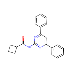 O=C(Nc1nc(-c2ccccc2)cc(-c2ccccc2)n1)C1CCC1 ZINC000013586476