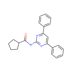 O=C(Nc1nc(-c2ccccc2)cc(-c2ccccc2)n1)C1CCCC1 ZINC000006716088