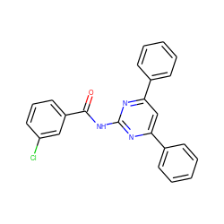 O=C(Nc1nc(-c2ccccc2)cc(-c2ccccc2)n1)c1cccc(Cl)c1 ZINC000013586467