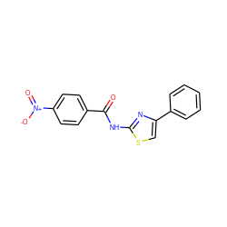 O=C(Nc1nc(-c2ccccc2)cs1)c1ccc([N+](=O)[O-])cc1 ZINC000001506439