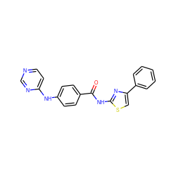 O=C(Nc1nc(-c2ccccc2)cs1)c1ccc(Nc2ccncn2)cc1 ZINC000028952510