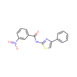 O=C(Nc1nc(-c2ccccc2)cs1)c1cccc([N+](=O)[O-])c1 ZINC000003195180