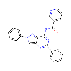 O=C(Nc1nc(-c2ccccc2)nc2cn(-c3ccccc3)nc12)c1cccnc1 ZINC000095581589