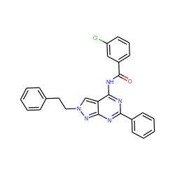 O=C(Nc1nc(-c2ccccc2)nc2nn(CCc3ccccc3)cc12)c1cccc(Cl)c1 ZINC000049088411