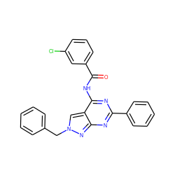 O=C(Nc1nc(-c2ccccc2)nc2nn(Cc3ccccc3)cc12)c1cccc(Cl)c1 ZINC000049070118