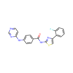 O=C(Nc1nc(-c2ccccc2F)cs1)c1ccc(Nc2ccncn2)cc1 ZINC000028952512