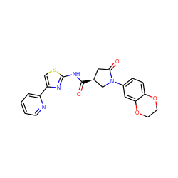 O=C(Nc1nc(-c2ccccn2)cs1)[C@H]1CC(=O)N(c2ccc3c(c2)OCCO3)C1 ZINC000002618973