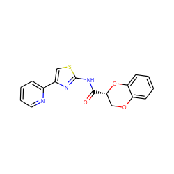 O=C(Nc1nc(-c2ccccn2)cs1)[C@H]1COc2ccccc2O1 ZINC000005932481