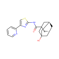 O=C(Nc1nc(-c2ccccn2)cs1)C12C[C@H]3C[C@@H](CC(O)(C3)C1)C2 ZINC000100492561