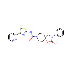 O=C(Nc1nc(-c2ccccn2)cs1)N1CCC2(CC1)CN(c1ccccc1)C(=O)O2 ZINC000043197711