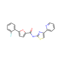 O=C(Nc1nc(-c2ccccn2)cs1)c1ccc(-c2ccccc2F)o1 ZINC000007986106