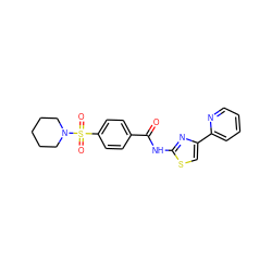 O=C(Nc1nc(-c2ccccn2)cs1)c1ccc(S(=O)(=O)N2CCCCC2)cc1 ZINC000003543621