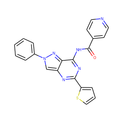 O=C(Nc1nc(-c2cccs2)nc2cn(-c3ccccc3)nc12)c1ccncc1 ZINC000653751731