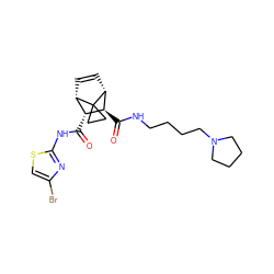 O=C(Nc1nc(Br)cs1)[C@@H]1[C@@H]2C=C[C@H]([C@H]1C(=O)NCCCCN1CCCC1)C21CC1 ZINC000168381823