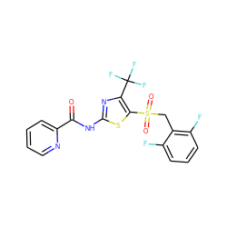 O=C(Nc1nc(C(F)(F)F)c(S(=O)(=O)Cc2c(F)cccc2F)s1)c1ccccn1 ZINC000198926650