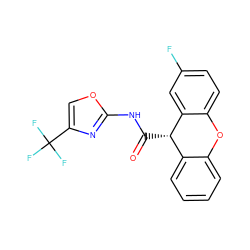 O=C(Nc1nc(C(F)(F)F)co1)[C@H]1c2ccccc2Oc2ccc(F)cc21 ZINC000038795266