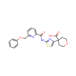 O=C(Nc1nc(C2(C(=O)O)CCOCC2)cs1)c1cccc(COc2ccccc2)n1 ZINC000028465393