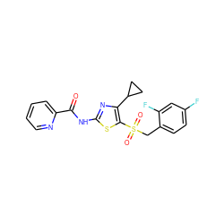 O=C(Nc1nc(C2CC2)c(S(=O)(=O)Cc2ccc(F)cc2F)s1)c1ccccn1 ZINC000198926585