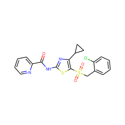 O=C(Nc1nc(C2CC2)c(S(=O)(=O)Cc2ccccc2Cl)s1)c1ccccn1 ZINC000198913371