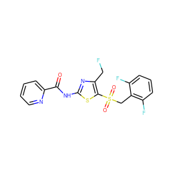 O=C(Nc1nc(CF)c(S(=O)(=O)Cc2c(F)cccc2F)s1)c1ccccn1 ZINC000198918248