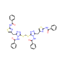 O=C(Nc1nc(Cc2nnc(SCSc3nnc(Cc4csc(NC(=O)c5ccccc5)n4)n3NC(=O)c3ccccc3)n2NC(=O)c2ccccc2)cs1)c1ccccc1 ZINC000150522780