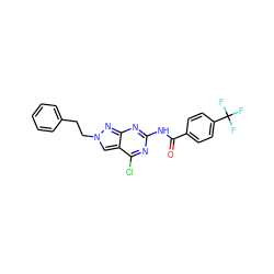 O=C(Nc1nc(Cl)c2cn(CCc3ccccc3)nc2n1)c1ccc(C(F)(F)F)cc1 ZINC000103263550