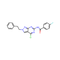 O=C(Nc1nc(Cl)c2cn(CCc3ccccc3)nc2n1)c1ccc(F)cc1 ZINC000103263548