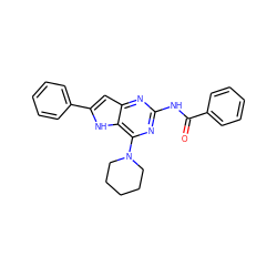 O=C(Nc1nc(N2CCCCC2)c2[nH]c(-c3ccccc3)cc2n1)c1ccccc1 ZINC000013834950